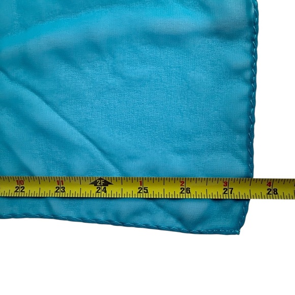 Teal Vintage Chiffon Square Sheer Scarf Kerchief 27.5”‎ - Picture 8 of 8